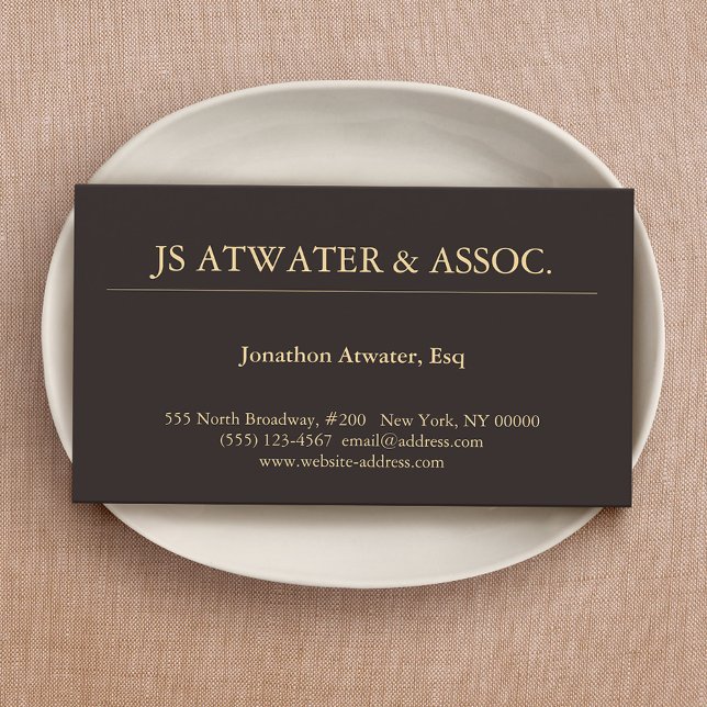 Elegant Professional Executive Lawyer Dark Brown Business Card (Creator Uploaded)