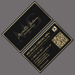 Elegant Professional Faux Gold Frame Black Modern Business Card
