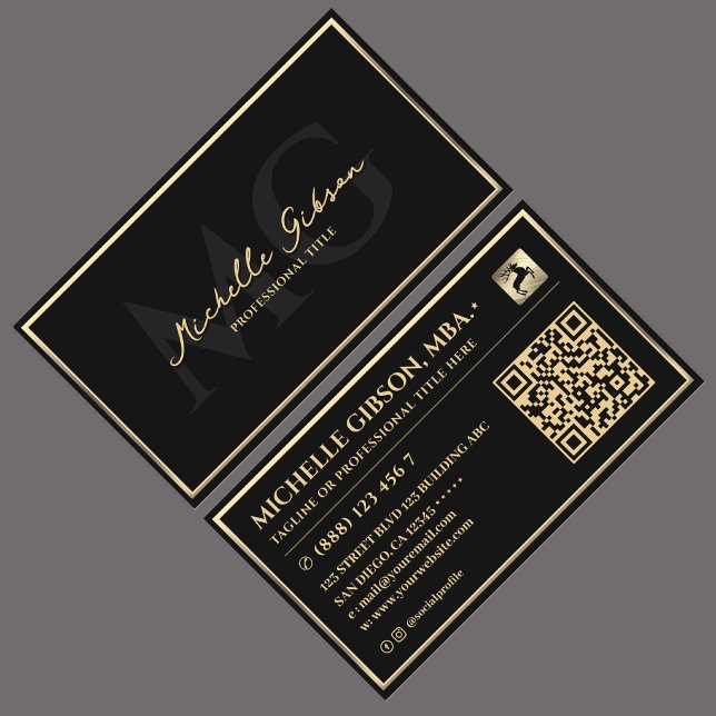 Elegant Professional Faux Gold Frame Black Modern Business Card (Elegant Professional Faux Gold Frame Black Modern Business Card
)