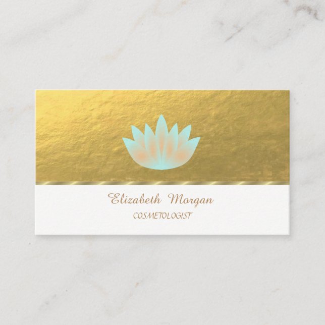 Elegant Professional,Faux Gold, Lotus Business Card (Front)