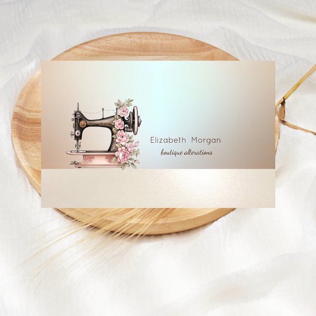 Elegant Professional Floral Sewing Machine Business Card (Creator Uploaded)