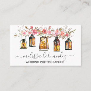 Elegant Professional Floral Wedding Photographer Business Card