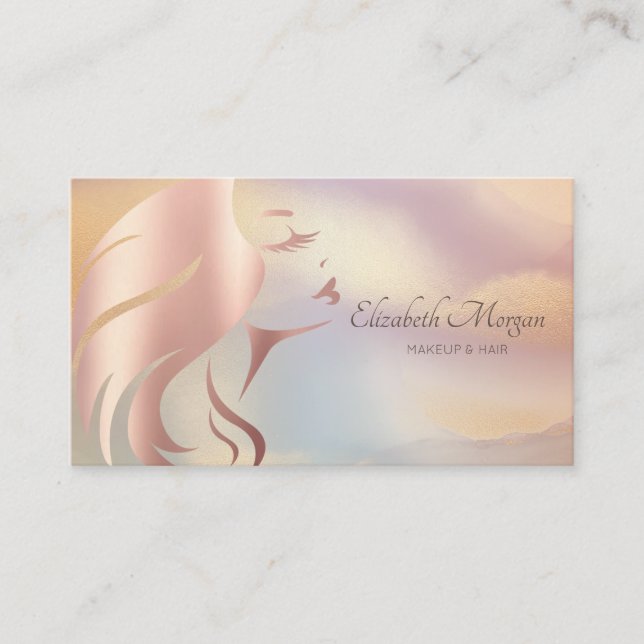 Elegant Professional Girl Face Silhouette Colourfu Business Card (Front)