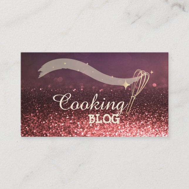 Elegant Professional,Glitter Bokeh,Whisk,Cooking Business Card (Front)