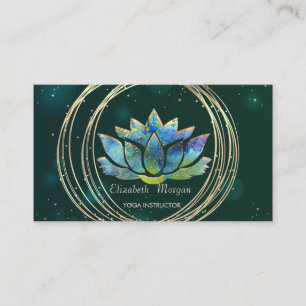 Elegant Professional,Gold Circles Stars Green Business Card
