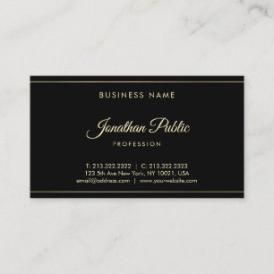 Elegant Professional Gold Hand Script Text Classy Business Card