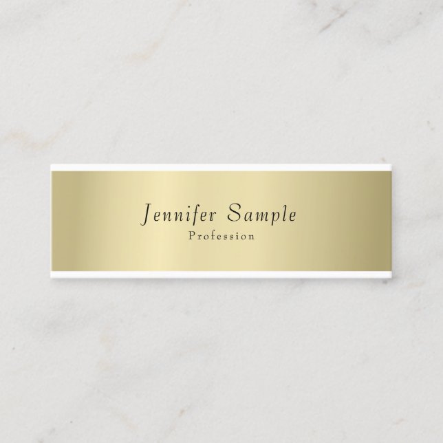 Elegant Professional Gold Look Minimalistic Modern Mini Business Card (Front)