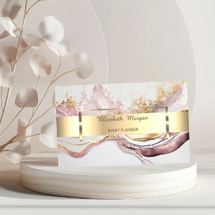 Elegant Professional Gold Stripe Pink Marble Business Card