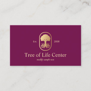 Elegant Professional Gold Tree Roots Logo Burgundy Business Card