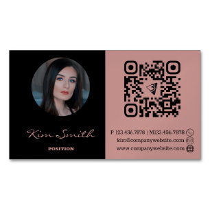 Elegant Professional Hair Stylist QR Code Magnetic Business Card