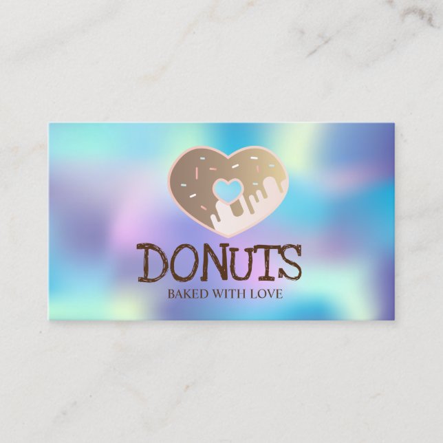 Elegant Professional,Holographic,Doughnuts,Bakery Business Card (Front)