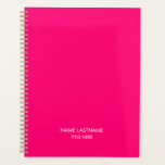 Elegant professional hot pink name title year planner<br><div class="desc">Minimalist hot pink,  fuchsia,  magenta and white custom text modern simple elegant chic personalised planner.
Fully customisable white text,  hot pink plain solid colour background.
You can customise it with name and last name and title,  year,  company name,  professionals,  business,  etc</div>