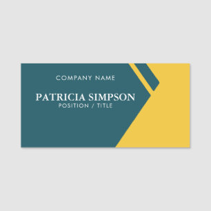 Elegant Professional Identity: Green Teal & Yellow Name Tag