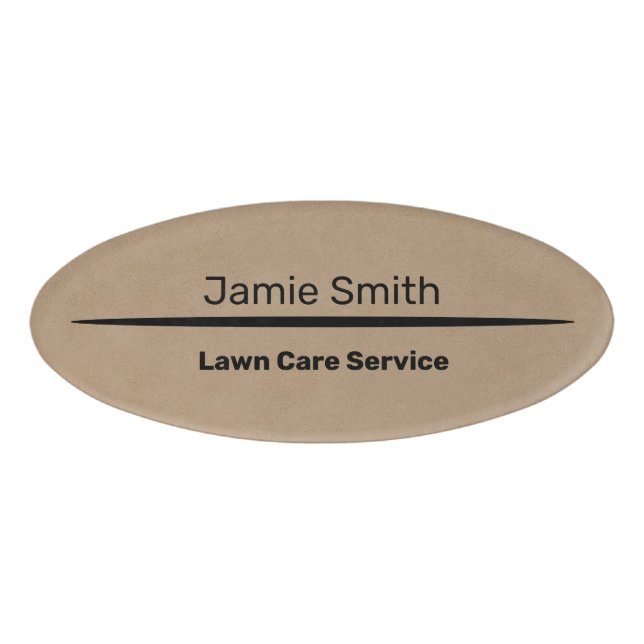 Elegant Professional Khaki & Black Company Oval Name Tag (Front)