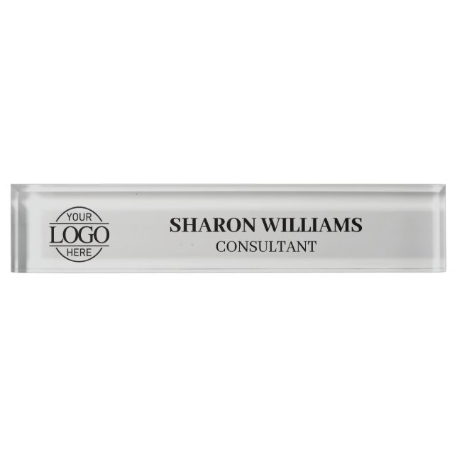Elegant Professional Light Grey Office Title Desk Nameplate (Front)