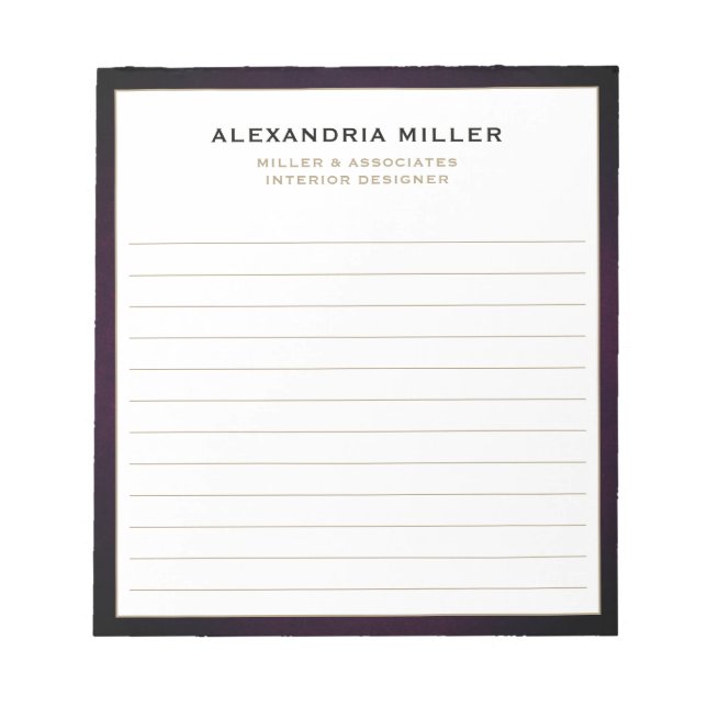 Elegant Professional Lined Notepad (Front)