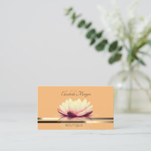 Elegant Professional Lotus Gold Stripes Business Card