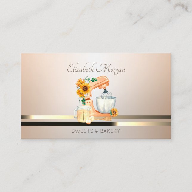 Elegant Professional Luminouse Mixer Sunflowers Business Card (Front)