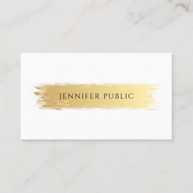 Elegant Professional Luxurious Template Gold White Business Card (Front)