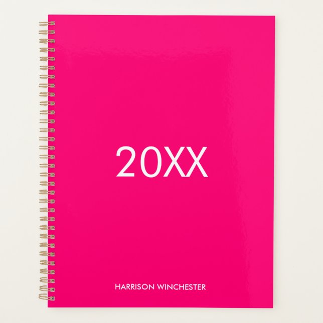 Elegant professional magenta custom name year  planner (Front)
