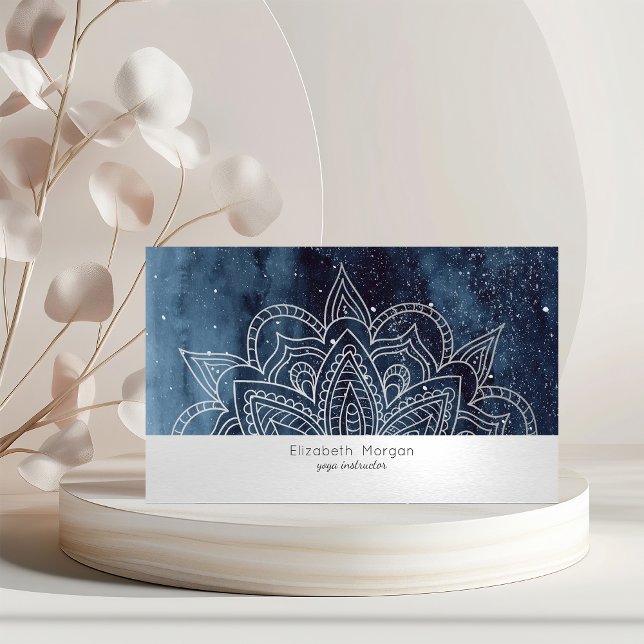 Elegant Professional Mandala Navy Blue Business Card (Creator Uploaded)