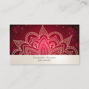 Elegant Professional Mandala Red Yoga Instructor Business Card