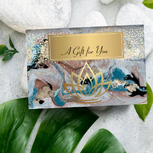 Elegant Professional Marble Gold Lotus Confetti Discount Card
