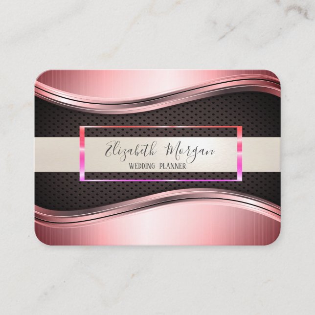 Elegant Professional Metallic Dots Frame Business Card (Front)