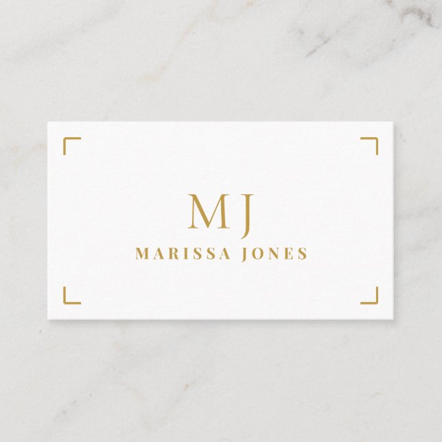 Elegant Professional Minimalist Gold Monogram  Business Card (Front)
