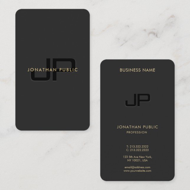Elegant Professional Modern Monogram Initial Luxe Business Card (Front/Back)