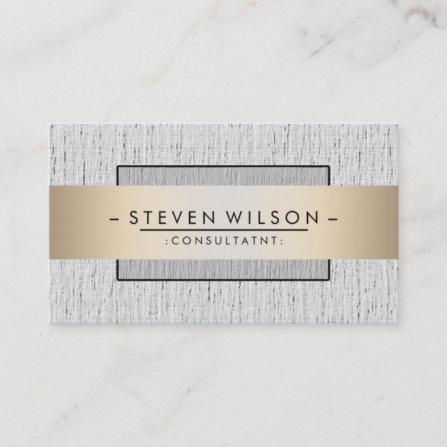 Elegant Professional Modern Subtle Plain Linen Business Card (Front)