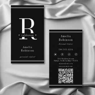 Elegant Professional Monogram Black Business Card