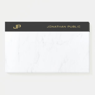 Elegant Professional Monogram Black Gold Simple Post-it Notes