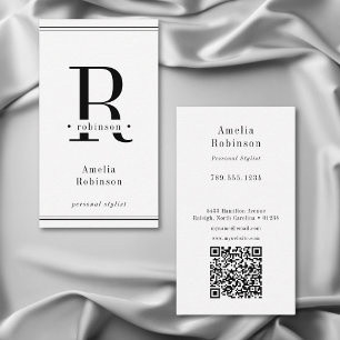 Elegant Professional Monogram Black & White Business Card