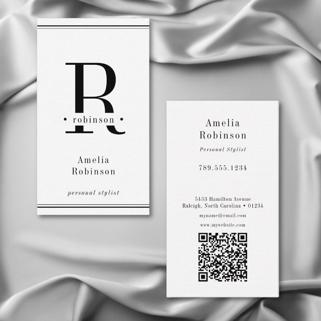 Elegant Professional Monogram Black & White Business Card (Creator Uploaded)