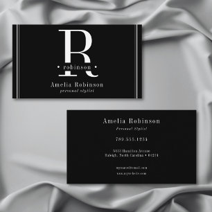 Elegant Professional Monogram Black & White Business Card