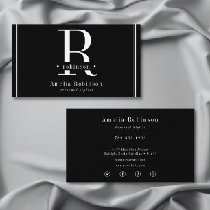 Elegant Professional Monogram Black & White Business Card