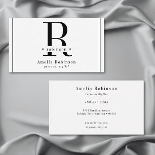 Elegant Professional Monogram Black & White Business Card