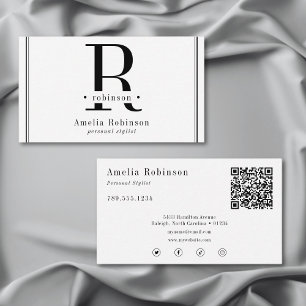 Elegant Professional Monogram Black & White Business Card