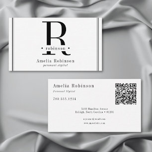 Elegant Professional Monogram Black & White Business Card
