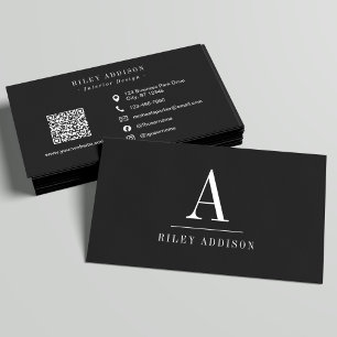 Elegant Professional Monogram Minimalist Black  Business Card