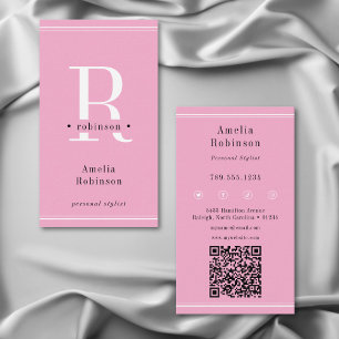 Elegant Professional Monogram Pink Business Card
