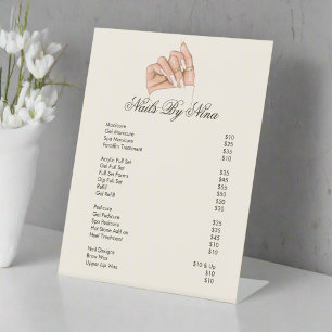Elegant Professional Nail Salon Price List  Pedestal Sign