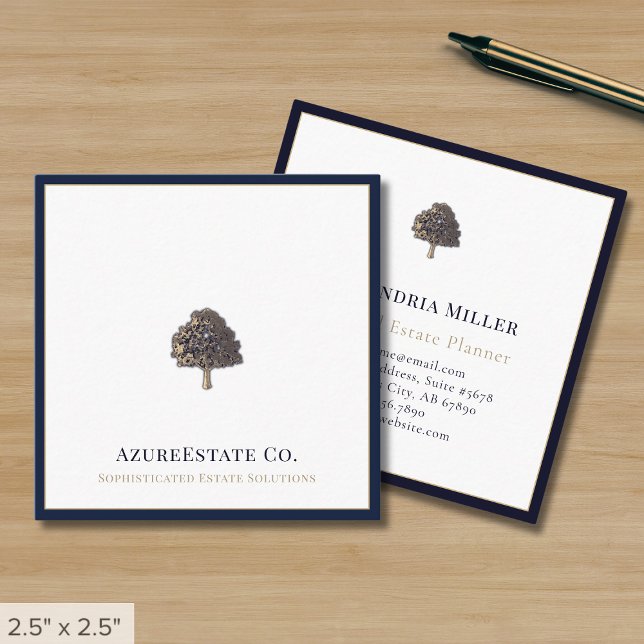 Elegant Professional Navy Blue Border Square Business Card (Creator Uploaded)