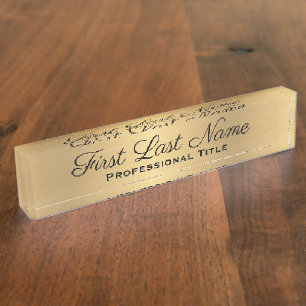 Elegant Professional Office Sign Faux Gold Nameplate