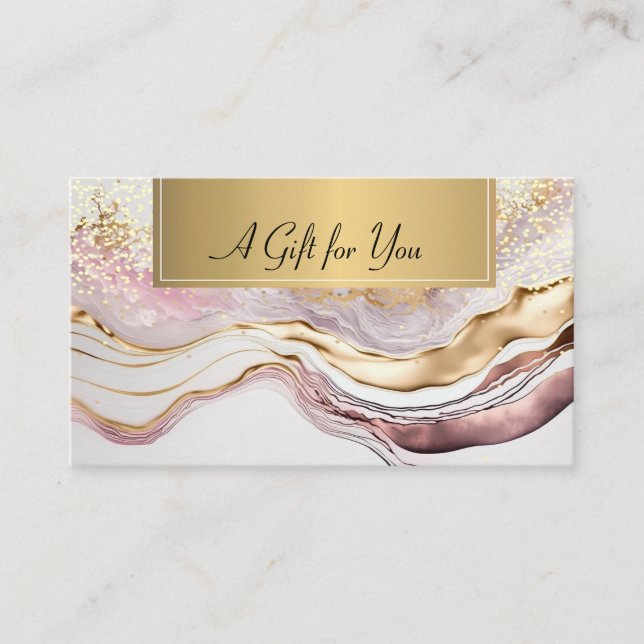 Elegant Professional Pink Marble Gold Confetti Discount Card (Front)