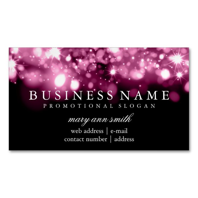 Elegant Professional Pink Sparkle Lights Magnetic Business Card (Front)