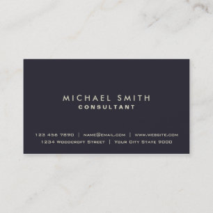 Elegant Professional Plain Modern Gold on Blue Business Card