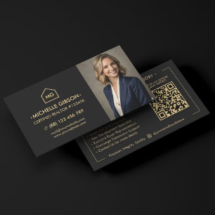 Elegant Professional Realtor Photo Black Marketing Business Card