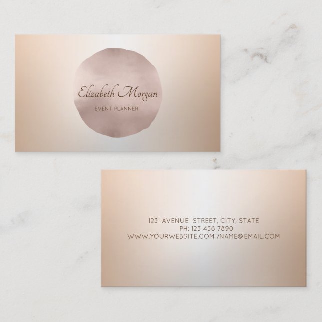 Elegant Professional Rose Gold Circle Business Card (Front/Back)